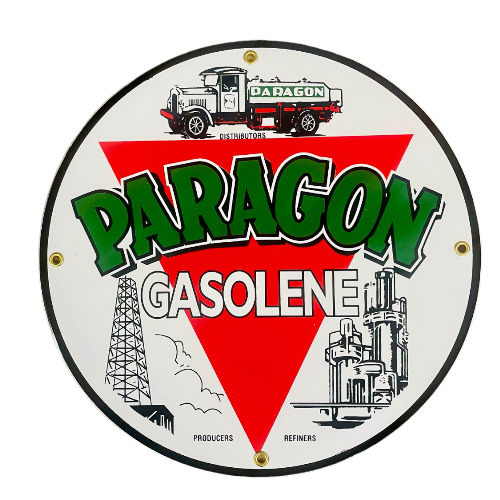 Paragon Gasoline Porcelain Advertising Sign