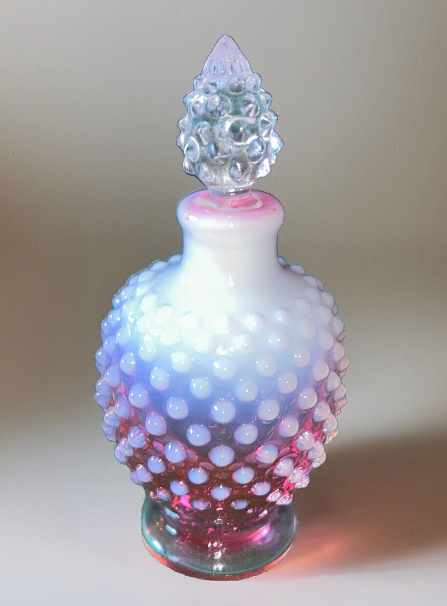Vintage Fenton Cranberry Opalescent Hobnail Perfume Bottle Read Description Pls