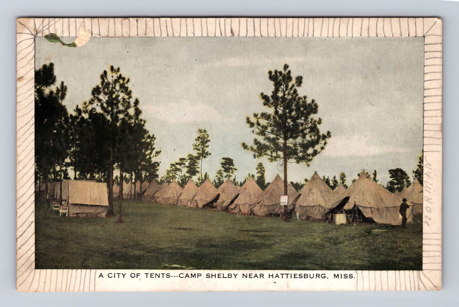Hattiesburg MS-Mississippi, Tent City at Camp Shelby, Vintage c1940 Postcard