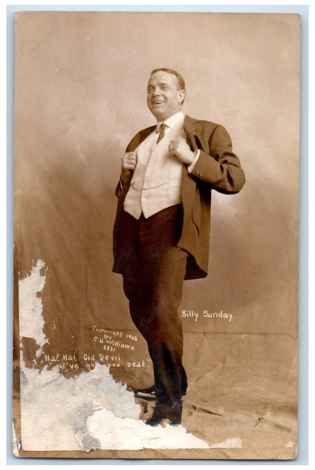 c1930's Billy Sunday Evangelist Preacher Studio Portrait RPPC Photo Postcard