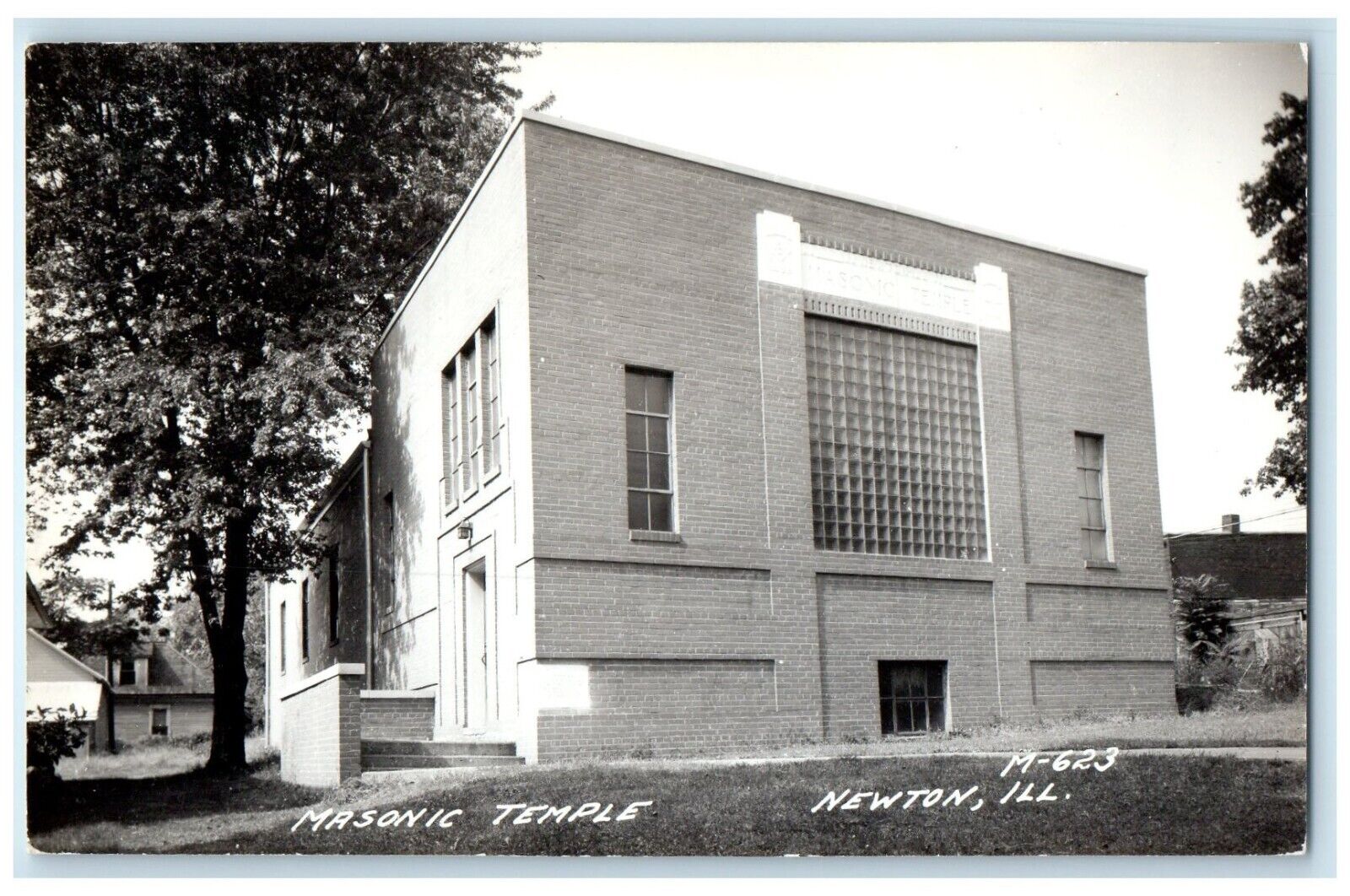 c1940\'s Masonic Temple Building Newton Illinois IL RPPC Photo Vintage Postcard