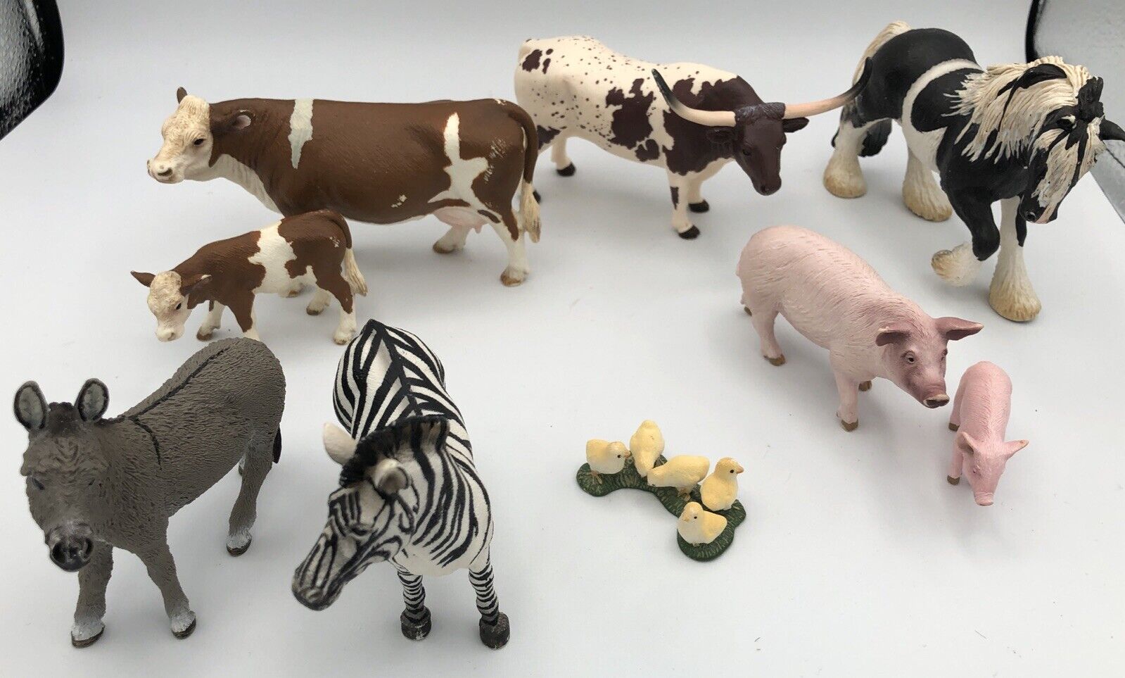 Lot Of 9 SCHLEICH Domestic Farm Animals Collectible Toys Horses, Cows, Pigs +