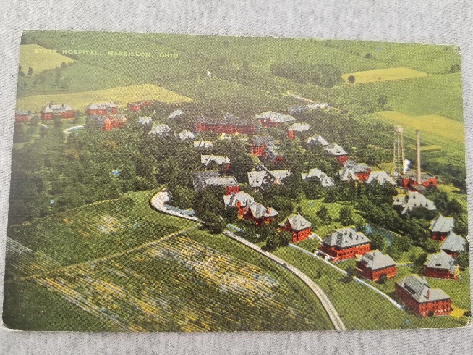 Massillon Ohio State Hospital Insane Asylum Birds Eye View Vtg Postcard