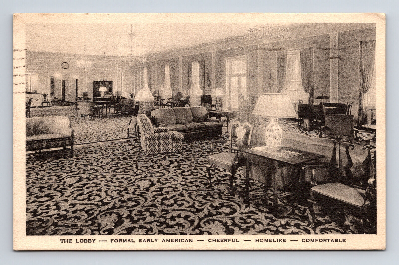 c1934 Dearborn Inn Lobby Interior Dearborn Michigan MI Postcard