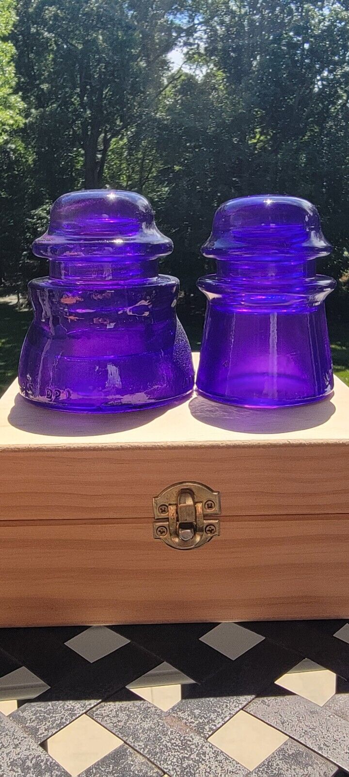 Glass Insulators 1 Large & 1 Medium Colorized Purple Decorative Glass Insulators