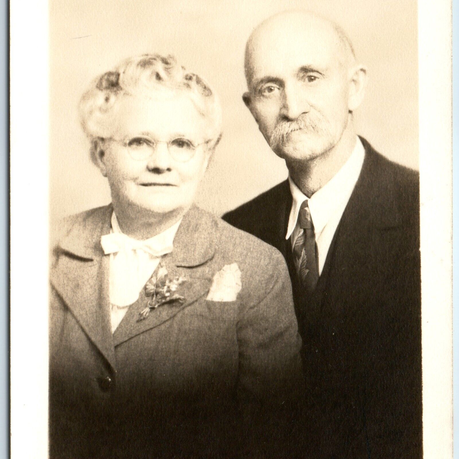 c1940s Tacoma, WA Older Couple Portrait RPPC Lady Smile Real Photo Hamilton A256
