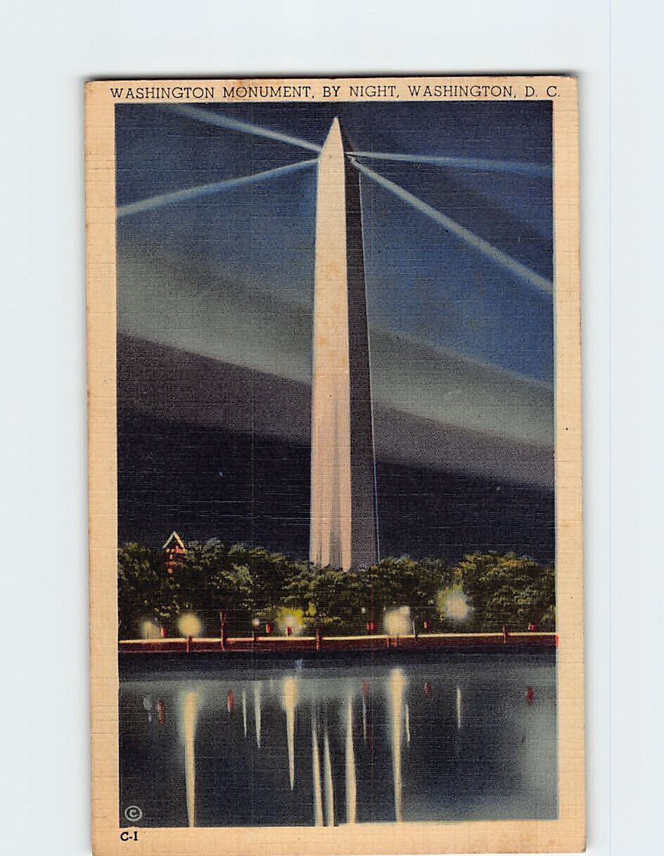 Postcard Washington Monument at Night Washington DC USA