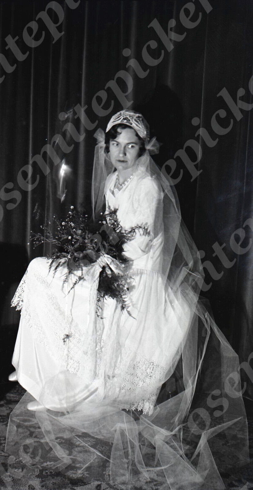 a20  Original Negative 1933 Riverside Young Lady Wedding Dress 134a