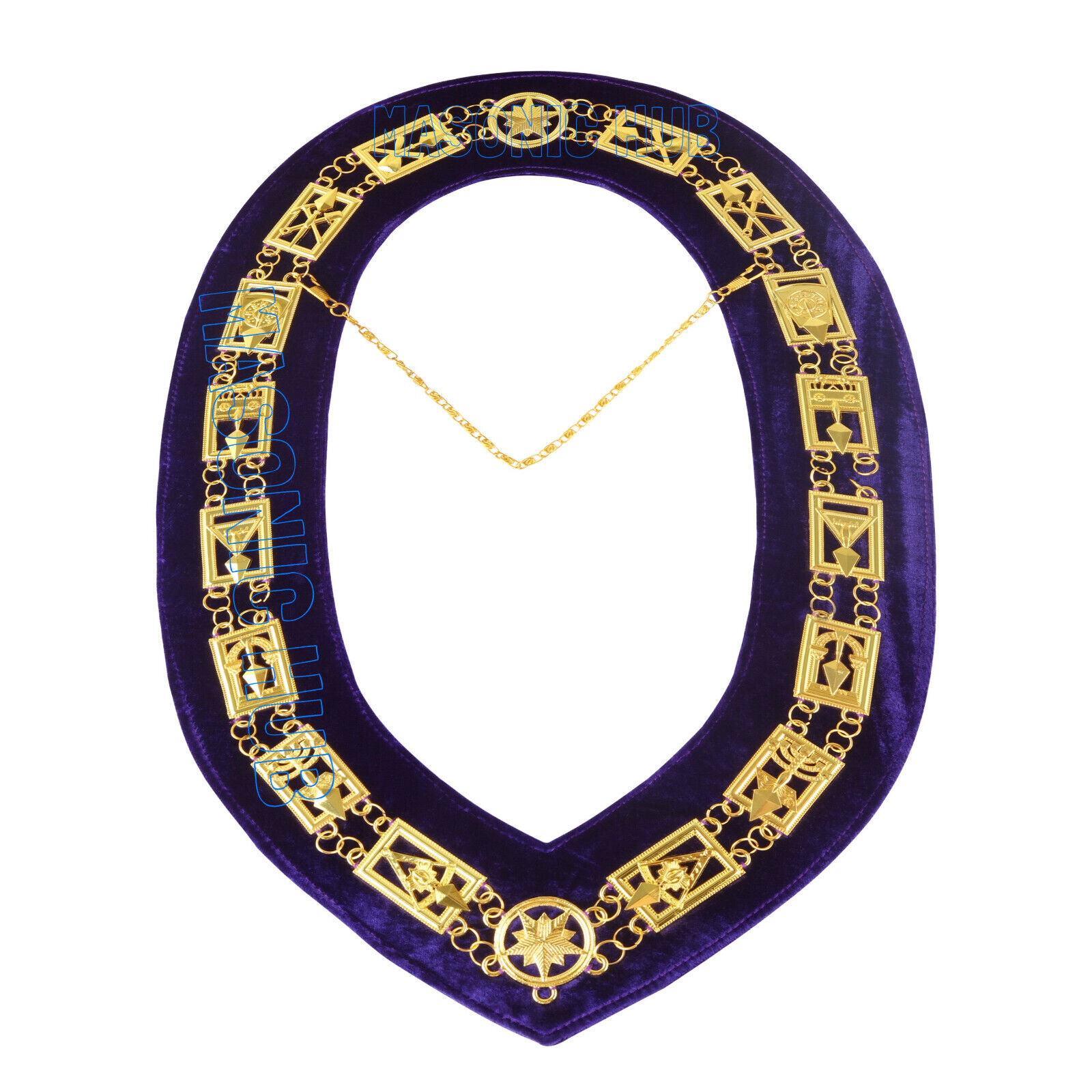 Masonic Regalia Cryptic Mason Royal & Select Master  Chain Collar Purple Backing