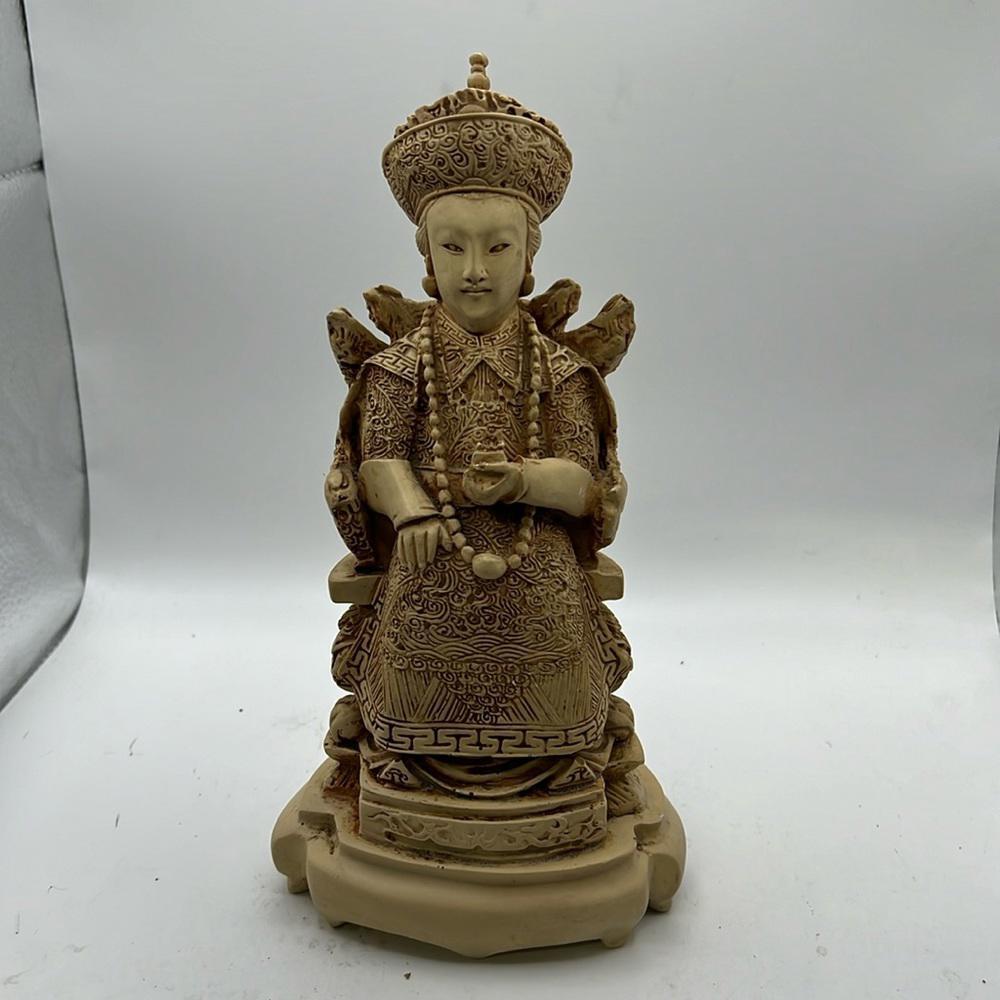 Vintage Carved Chinese Emperor Empress Figurine Statue