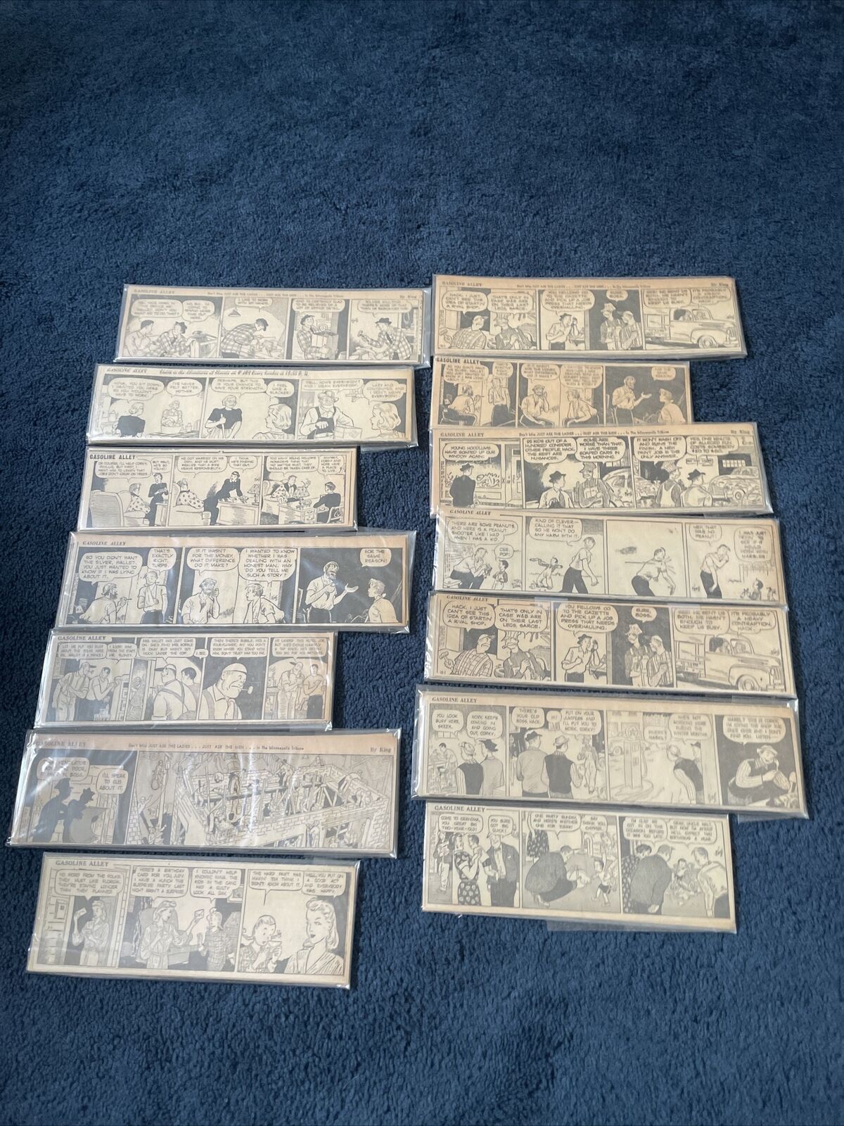 1946-1949 Gasoline Alley Comic Strips Mixed Month Blocks Lot of 14 MRGA9