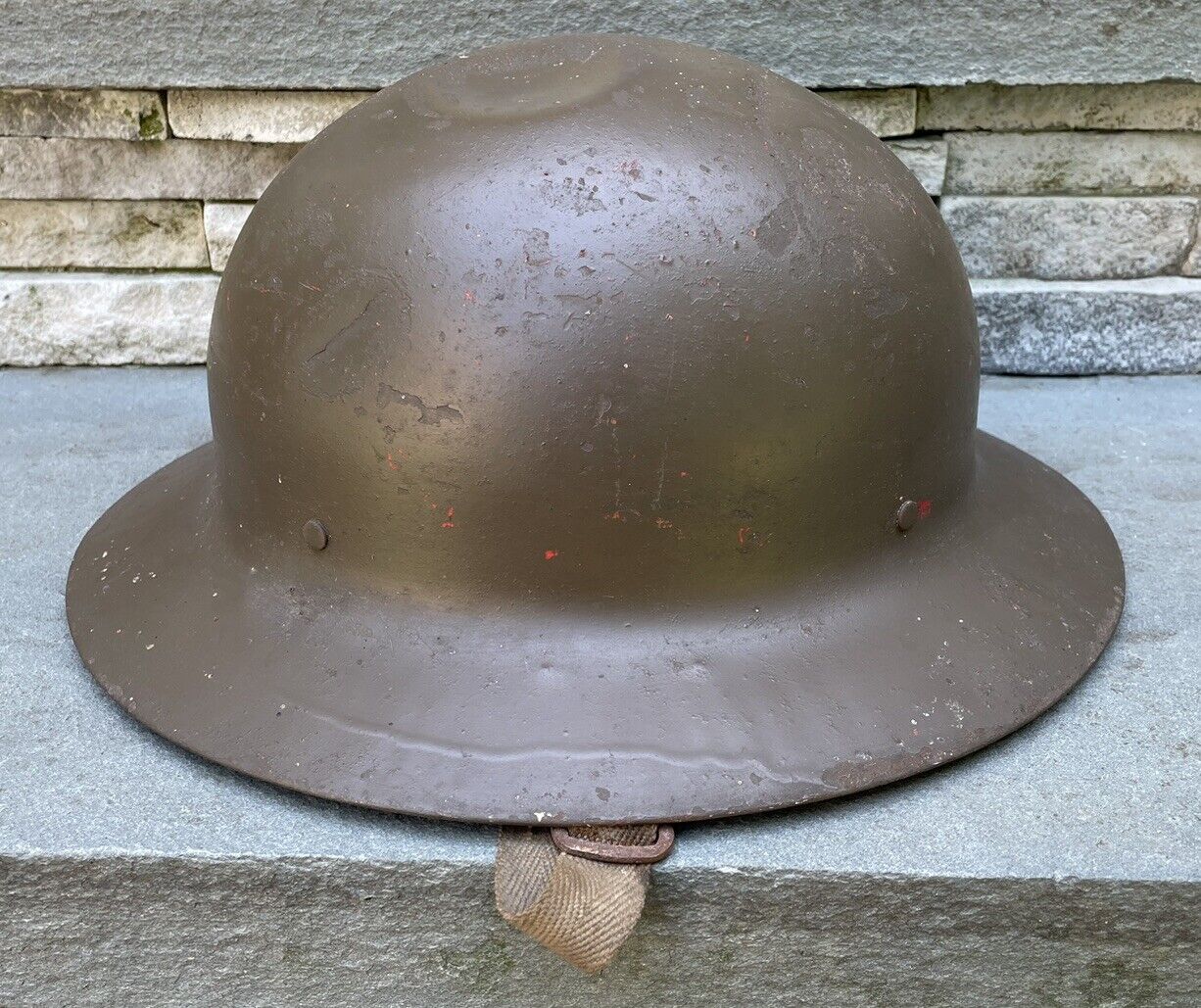 WW1 WW2 US Doughboy M1917 Helmet Complete Liner Chin Strap Civil Defense?