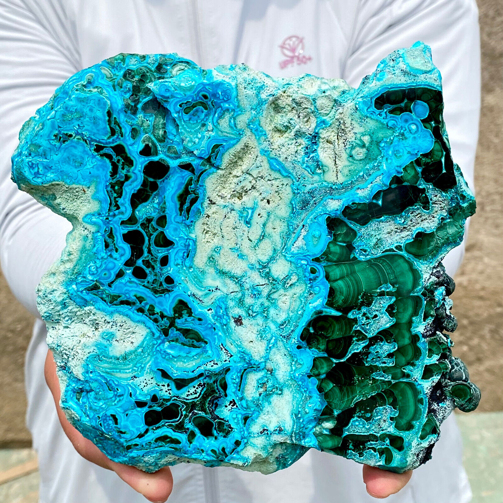 1.5LB Natural Chrysocolla/Malachite Transparent Cluster Rough Mineral Sample