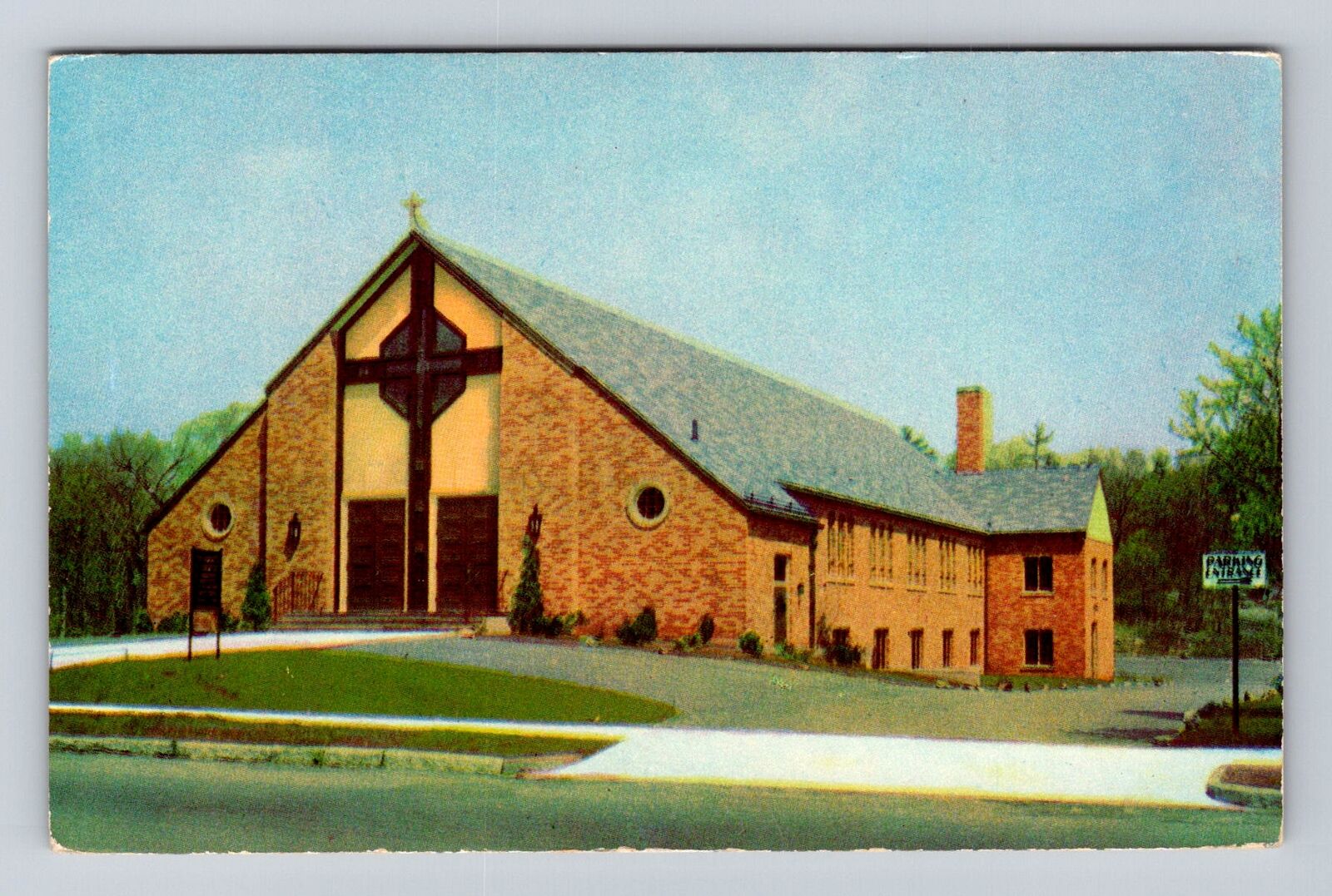 Weymouth MA-Massachusetts, Church of St Albert the Great, Vintage Postcard