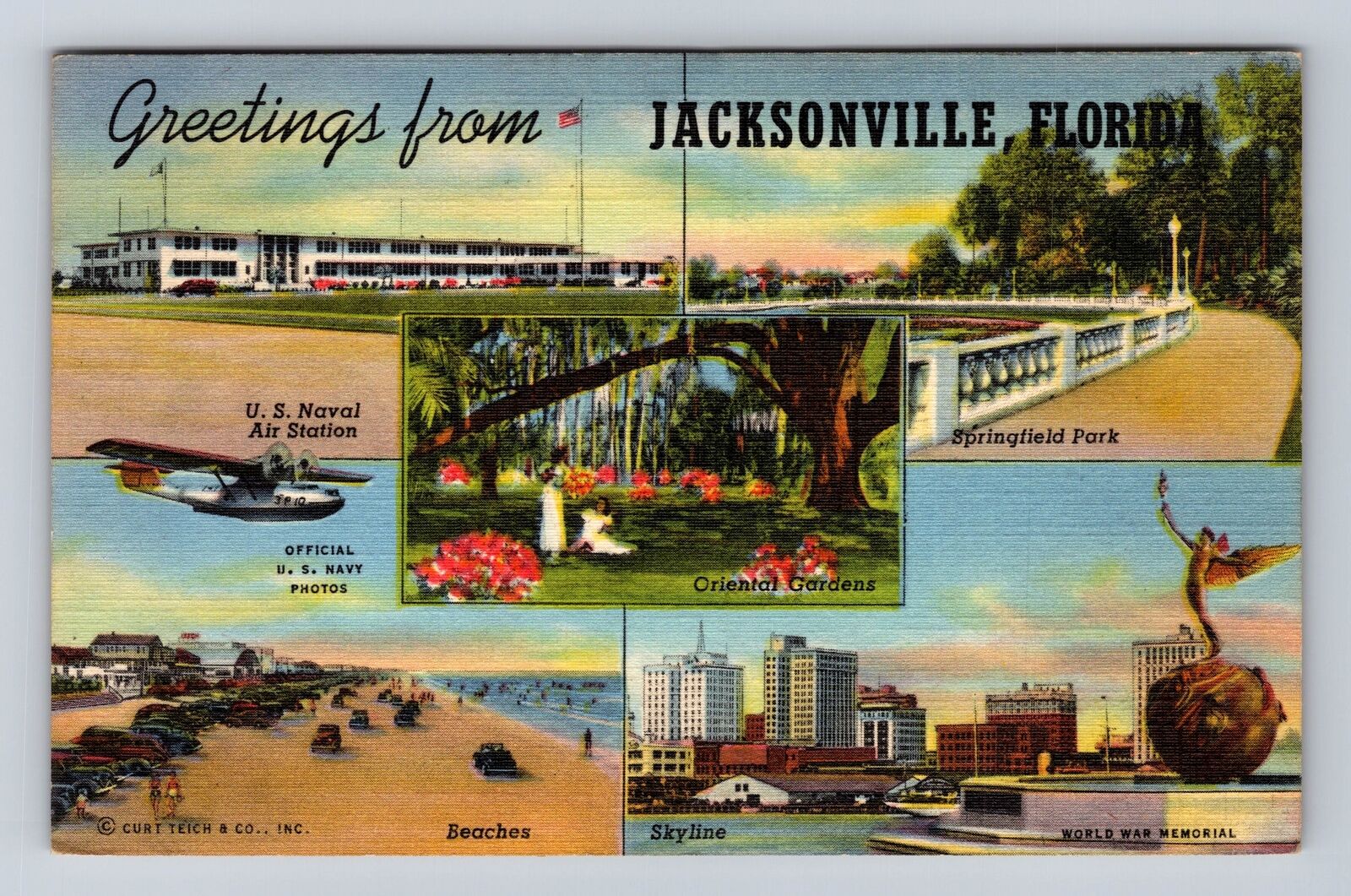 Jacksonville FL-Florida, General Greetings, Points of Interest, Vintage Postcard