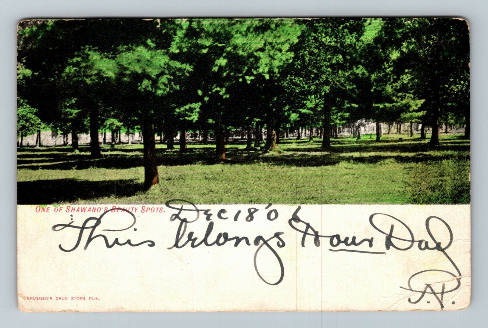 Shawano WI-Wisconsin, Scenic Greetings, Beauty Spots, c1906 Vintage Postcard