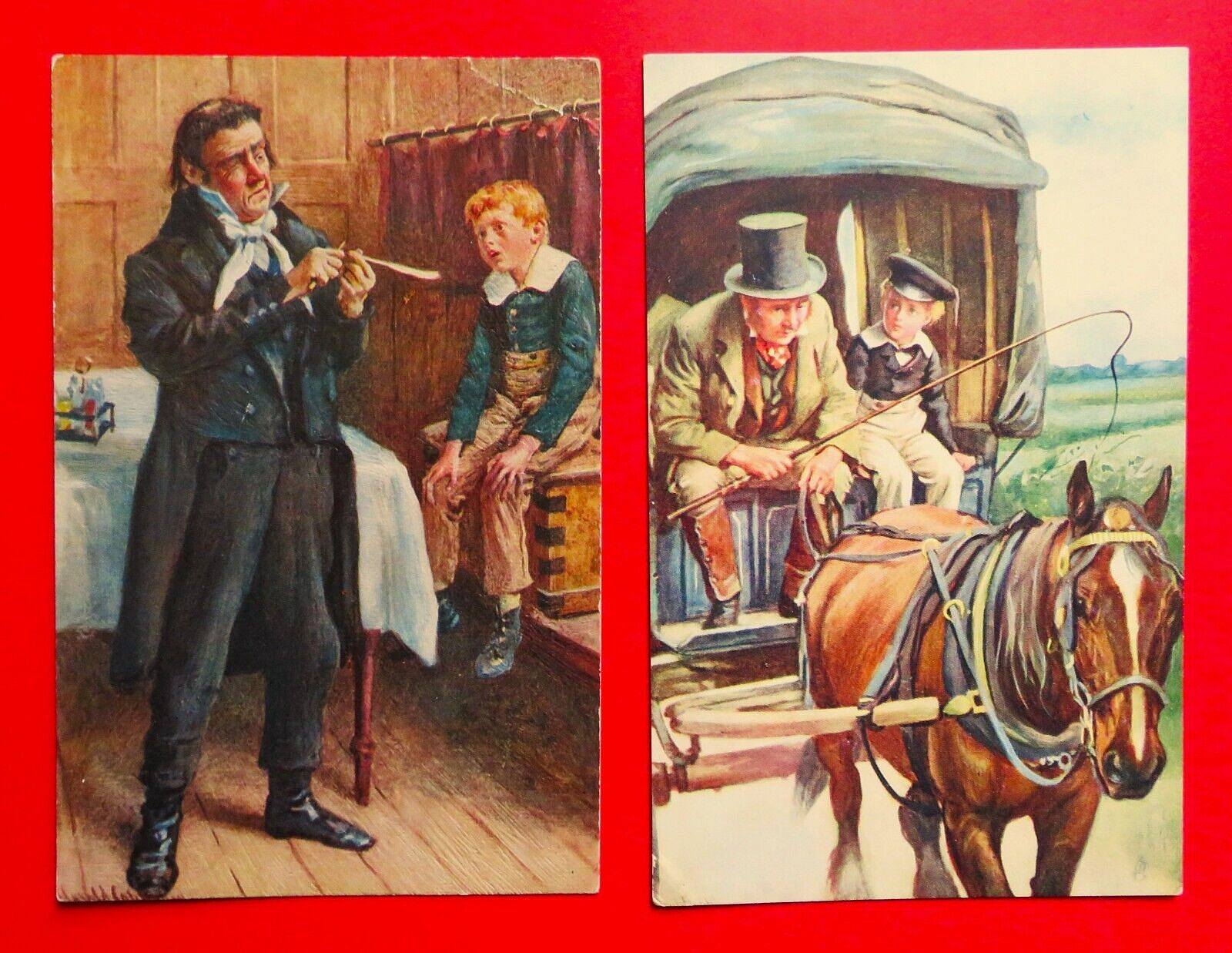 Antique Dickens NICHOLAS NICKLEBY Tucks TEXTURED Postcard  + DAVID COPPERFIELD