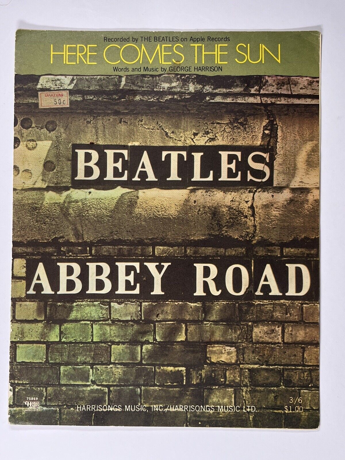 The Beatles Sheet Music George Harrison Abbey Road Orig Here Comes The Sun 69
