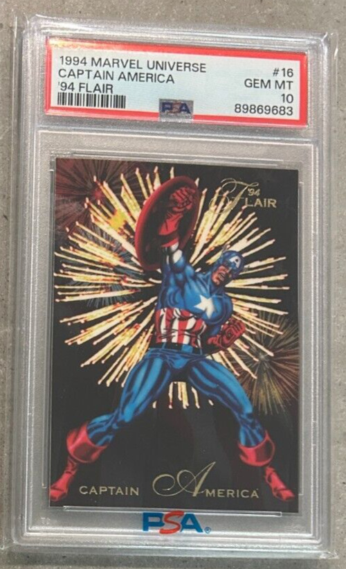 1994 Flair Marvel Universe Captain America PSA 10 Newly Graded Scratch Free Case