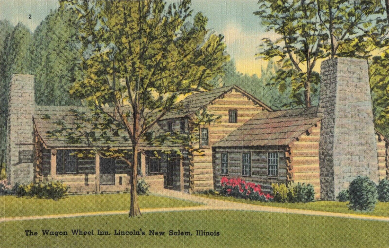 Petersburg IL Illinois, Wagon Wheel Inn, New Salem State Park, Vintage Postcard