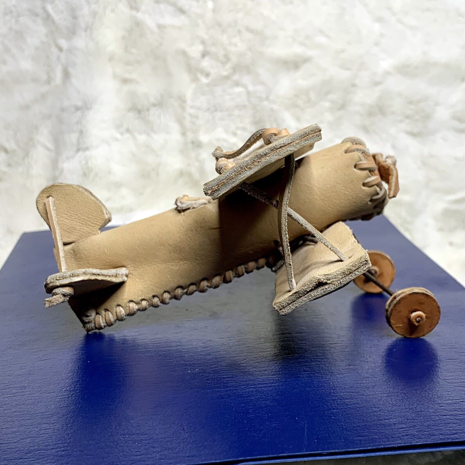 Vintage Biplane Model in Soft Leather Hand Made Replica