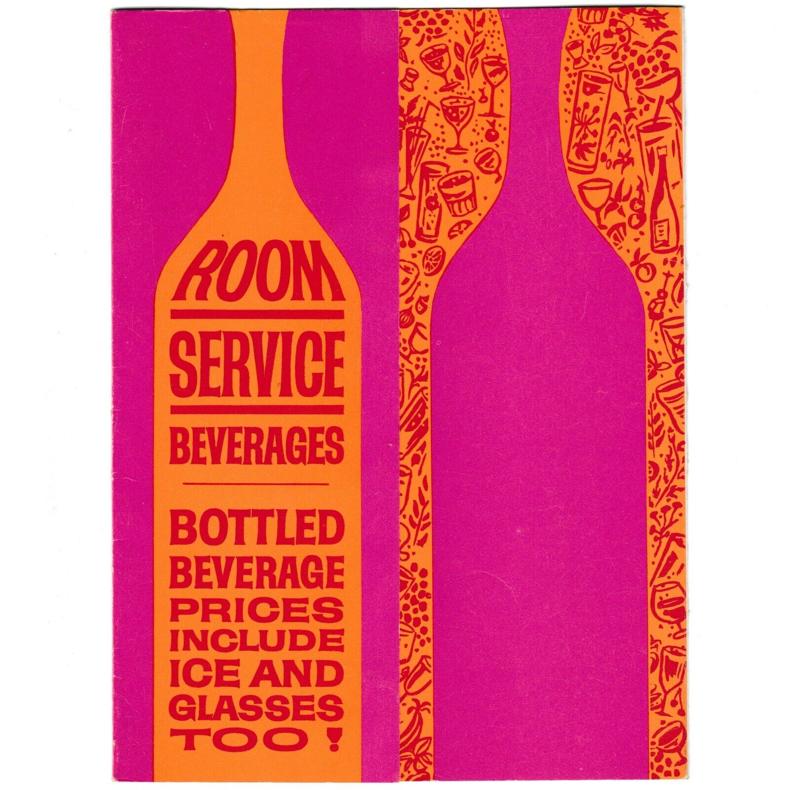 1970s Trader Vics Statler Hilton Boston Room Service Beverages Menu Mod Bright