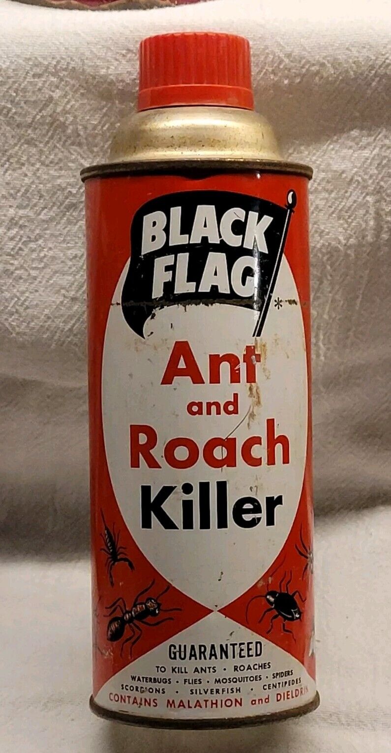 VINTAGE 1950'S BLACK FLAG ANT & ROACH SPRAY CAN