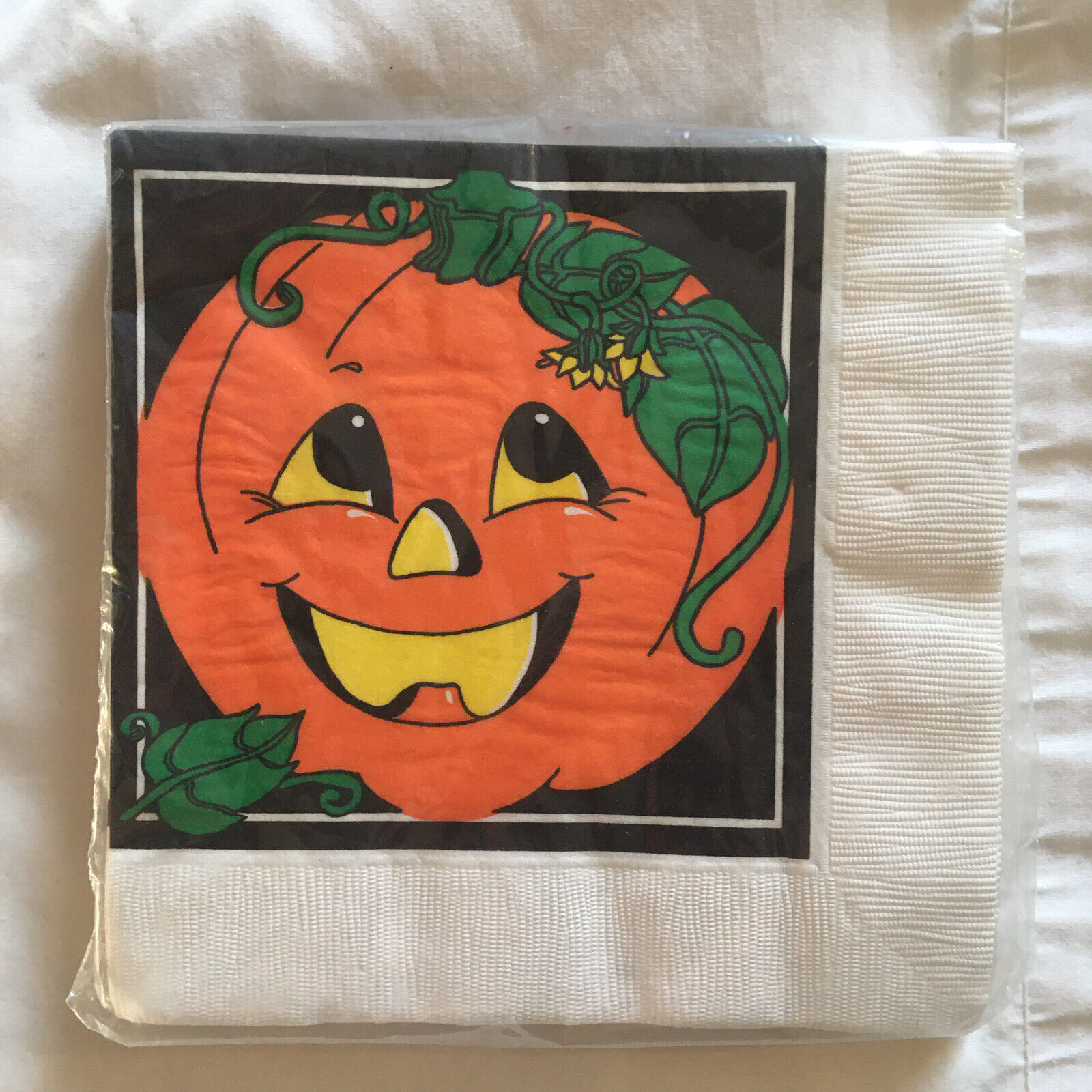 Vintage Package Of Amscan Halloween Paper Napkins Pumpkin