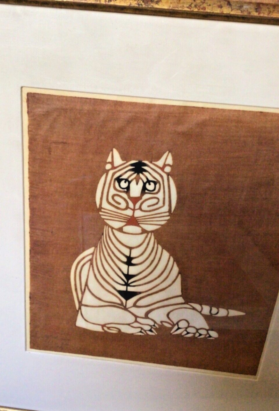 Japanese Large WOODBLOCK Print TIGER Cat - SIGNED LTD EDITION 