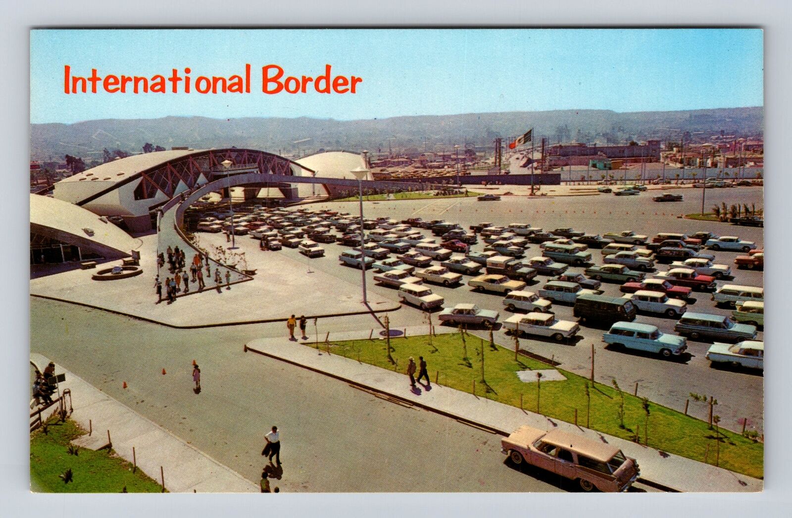 Tijuana-Mexico, Aerial View International Border, Antique Vintage Postcard