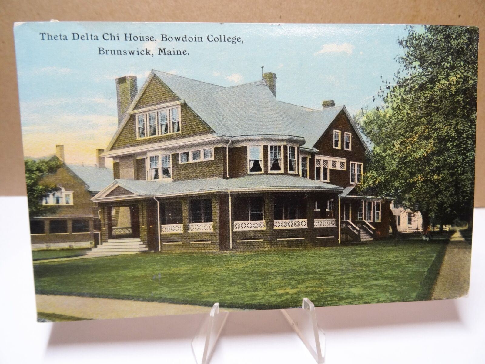 Theta Delta Chi Home Bowdoin College Brunswick ME Postcard 1911
