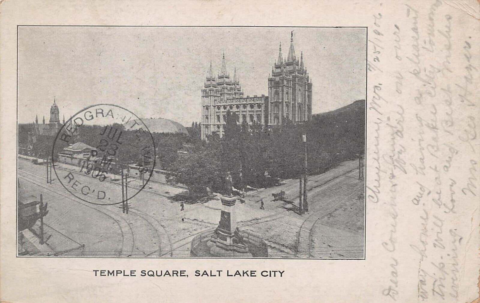 Salt Lake City UT Utah c1906 Downtown Temple Square Antique Vtg Postcard P1