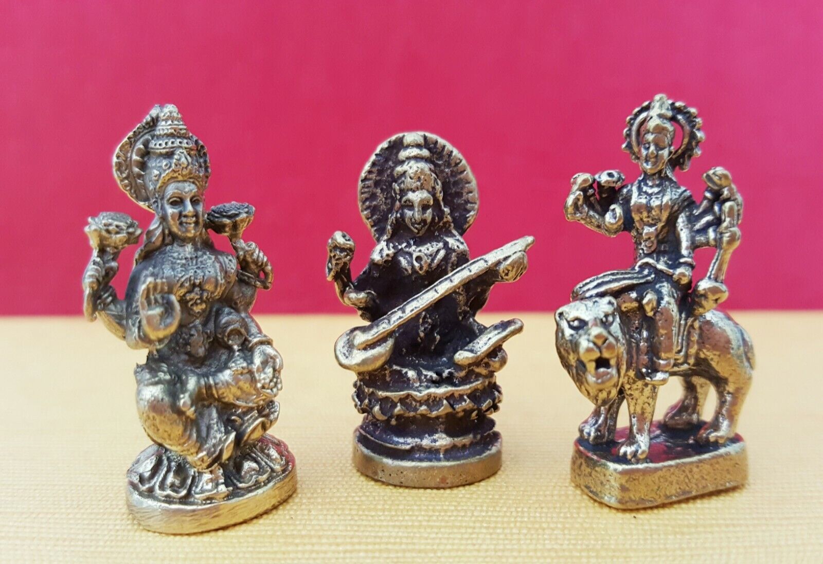 Set 3 x Tridevi Statue Parvati Lakshmi Saraswati Shakti Maa Lady Hindu Goddess