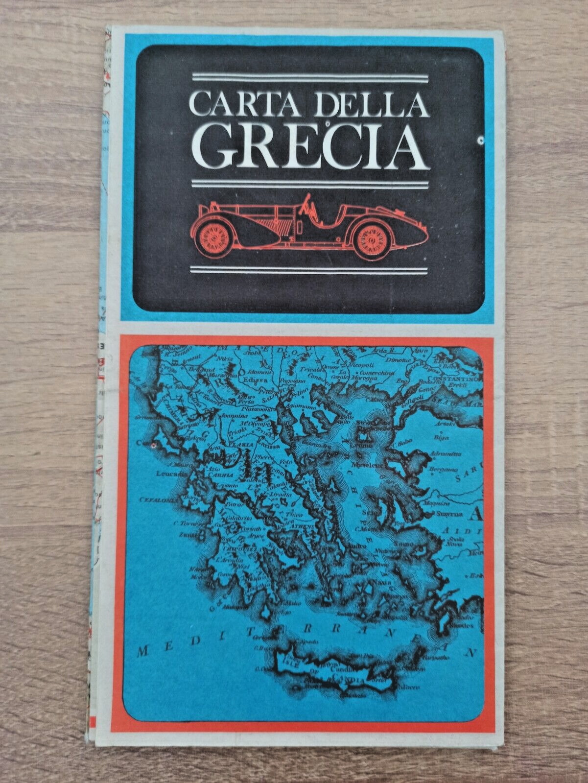 Vintage 1972 map of Greece Carta della Grecia, mint condition