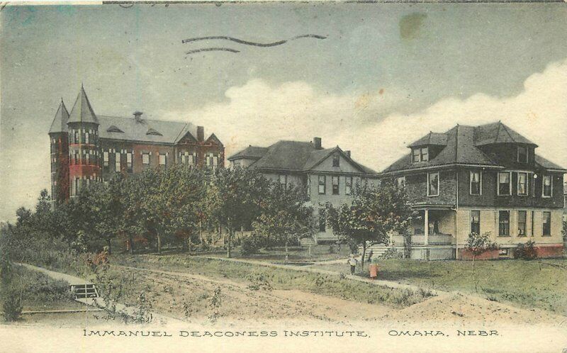 Omaha Nebraska Immanuel Deaconess Institute hand colored 1907 Postcard 21-9183