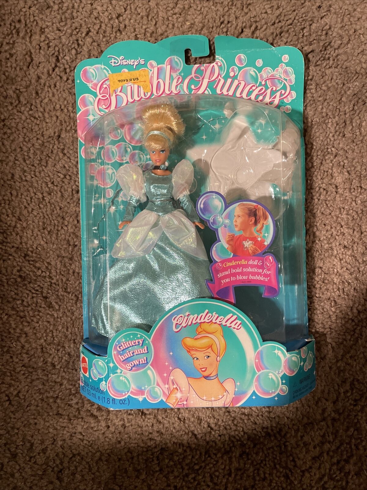 Vtg. 1995 Mattel Cinderella Bubble Princess Action Figure New In Box