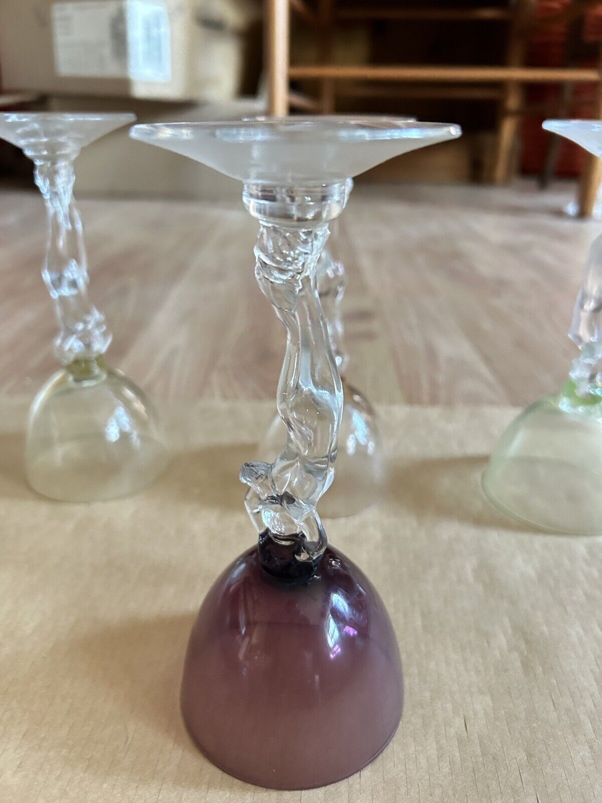 Cambridge Amethyst Glass Set Of 4  (1) Deep Purple (3) Clear