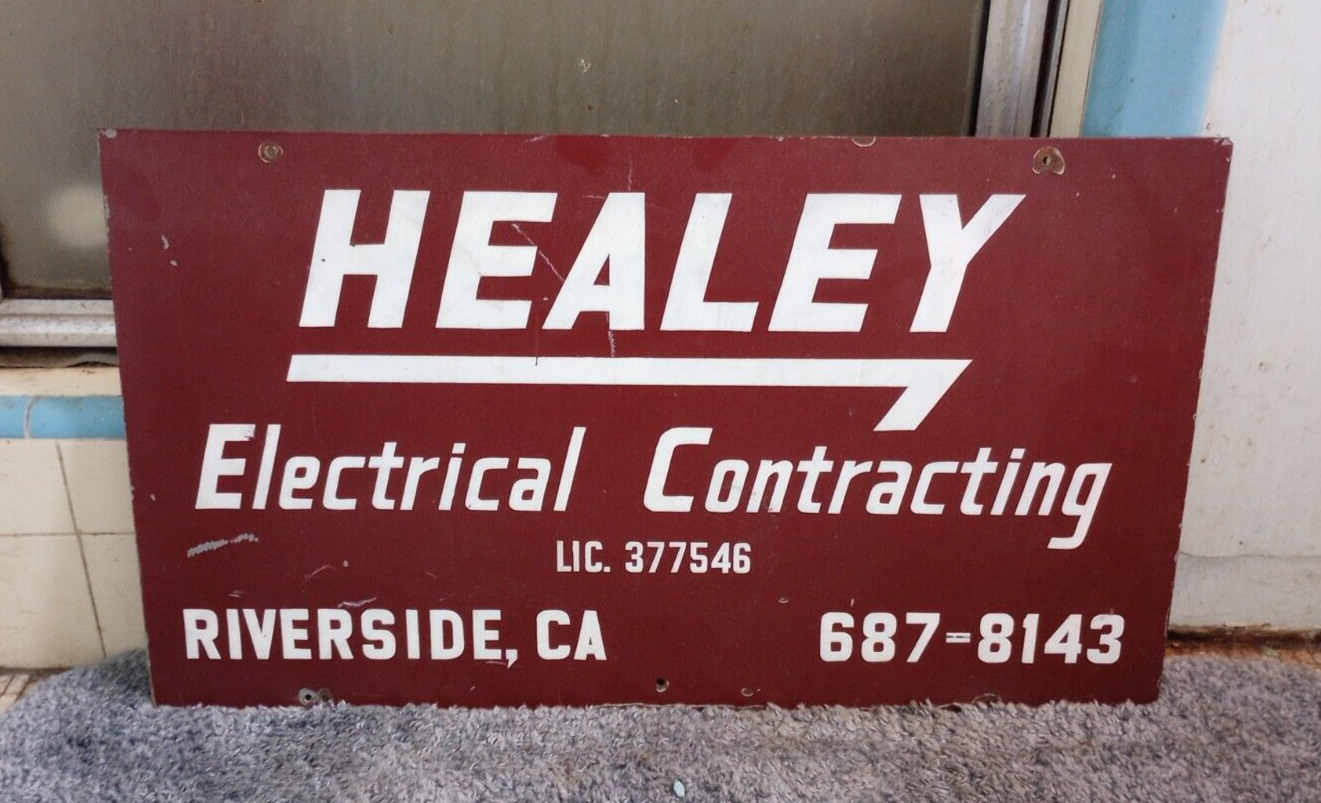 1970\'S RIVERSIDE, CA. DOUBLE SIDED METAL SIGN. HEALEY ELECTRICAL & GEORGE DAVIS