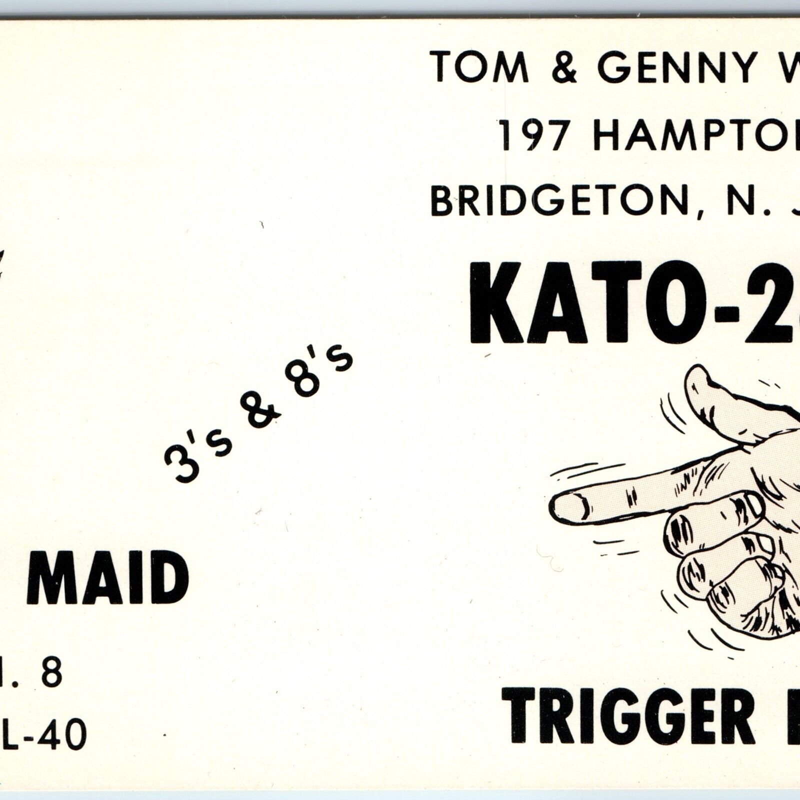 c1960s Bridgeton, NJ QSL Ham CB Radio Card Dutch Maid Art Tom Watson PC CBC A242