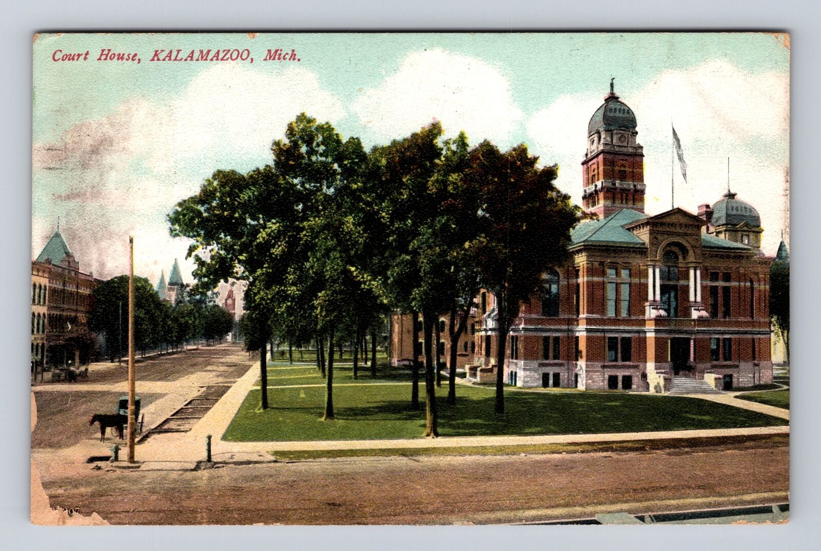 Kalamazoo MI-Michigan, Court House, Antique Vintage c1912 Souvenir Postcard