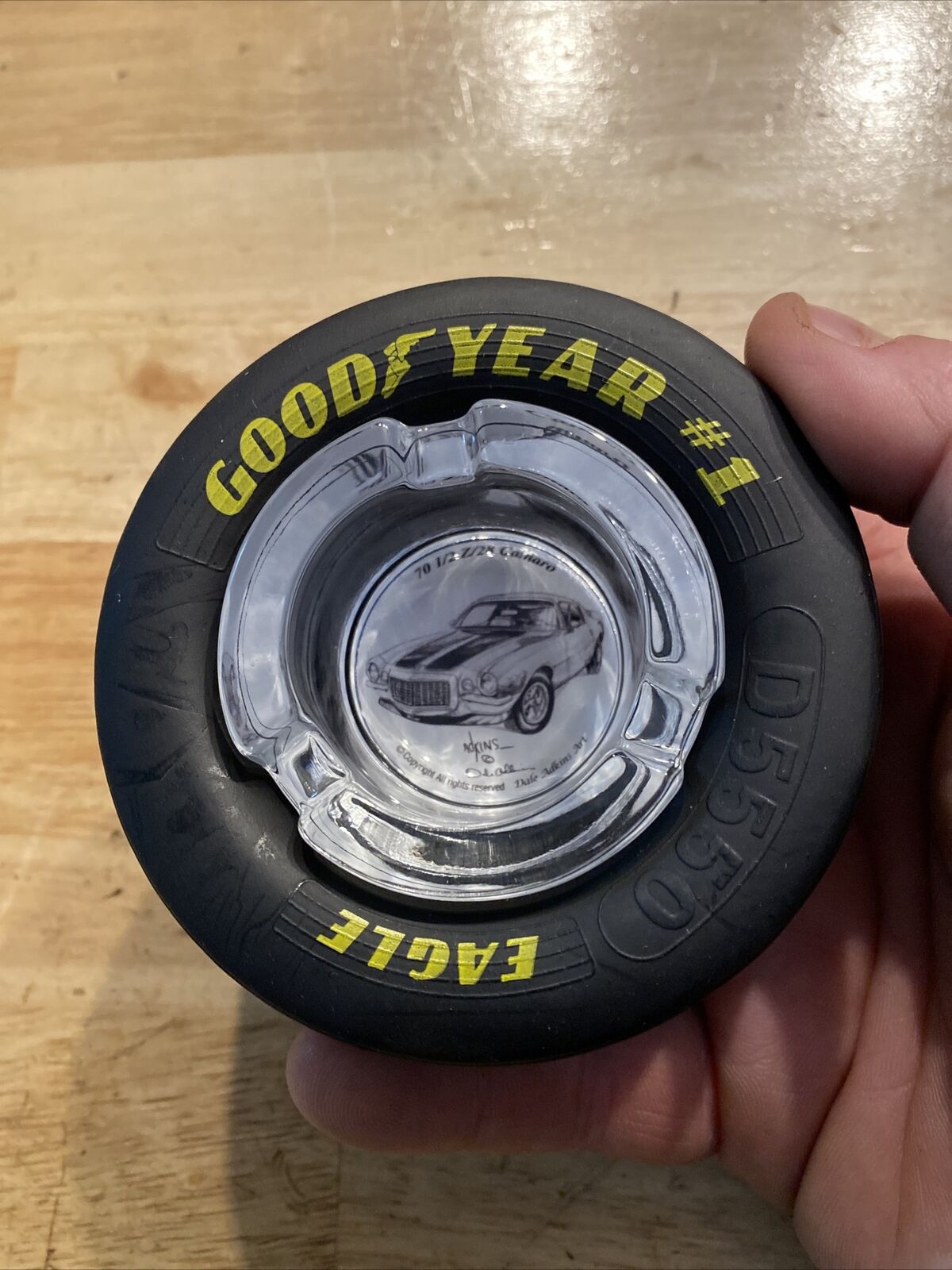 Goodyear Tires AshTray Chevy Camaro NASCAR Rubber Cigar Michelin Collector GIFT