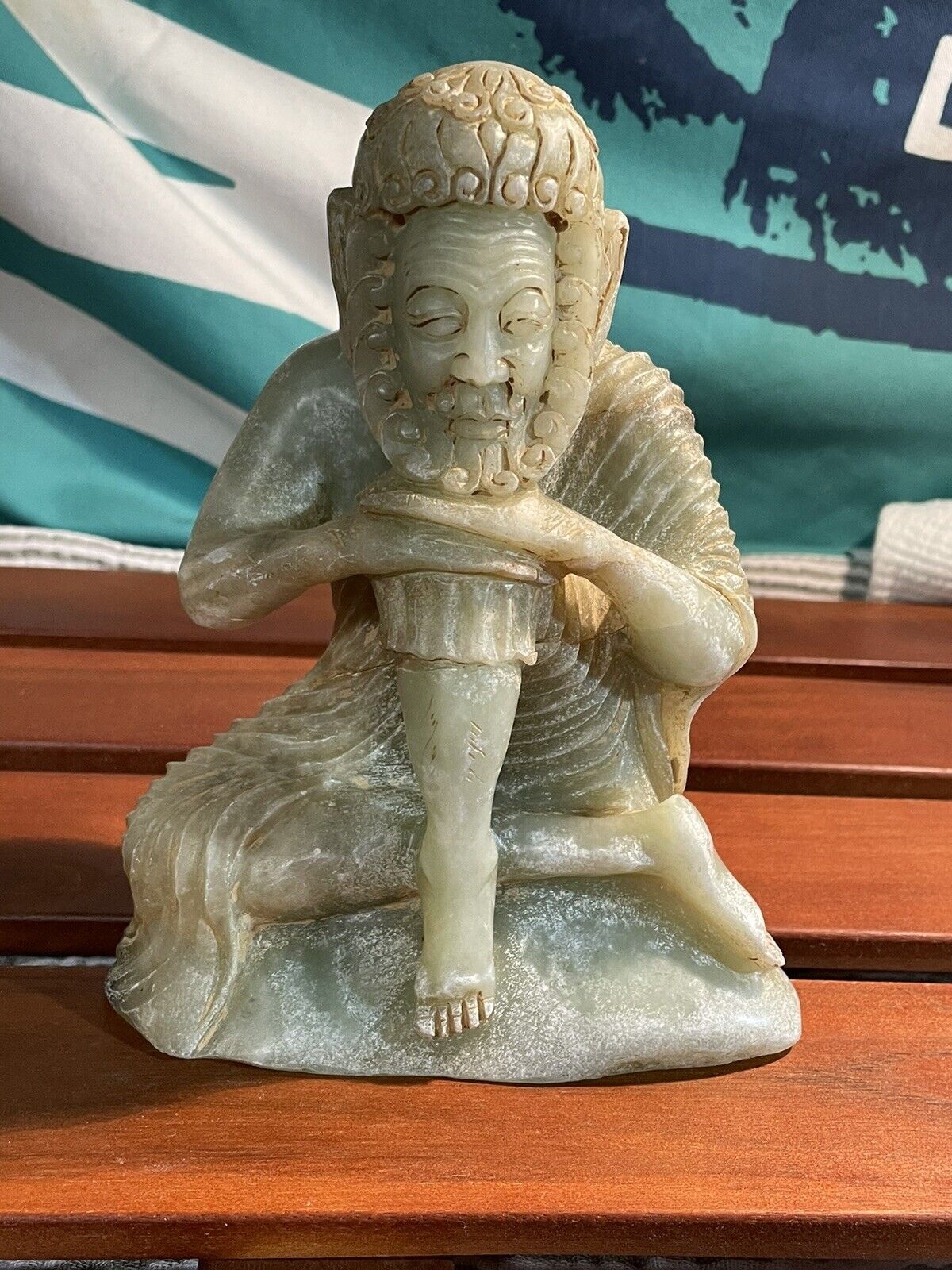 JADEITE JADE LARGE Figurine LUOHAN Man Sitting VINTAGE