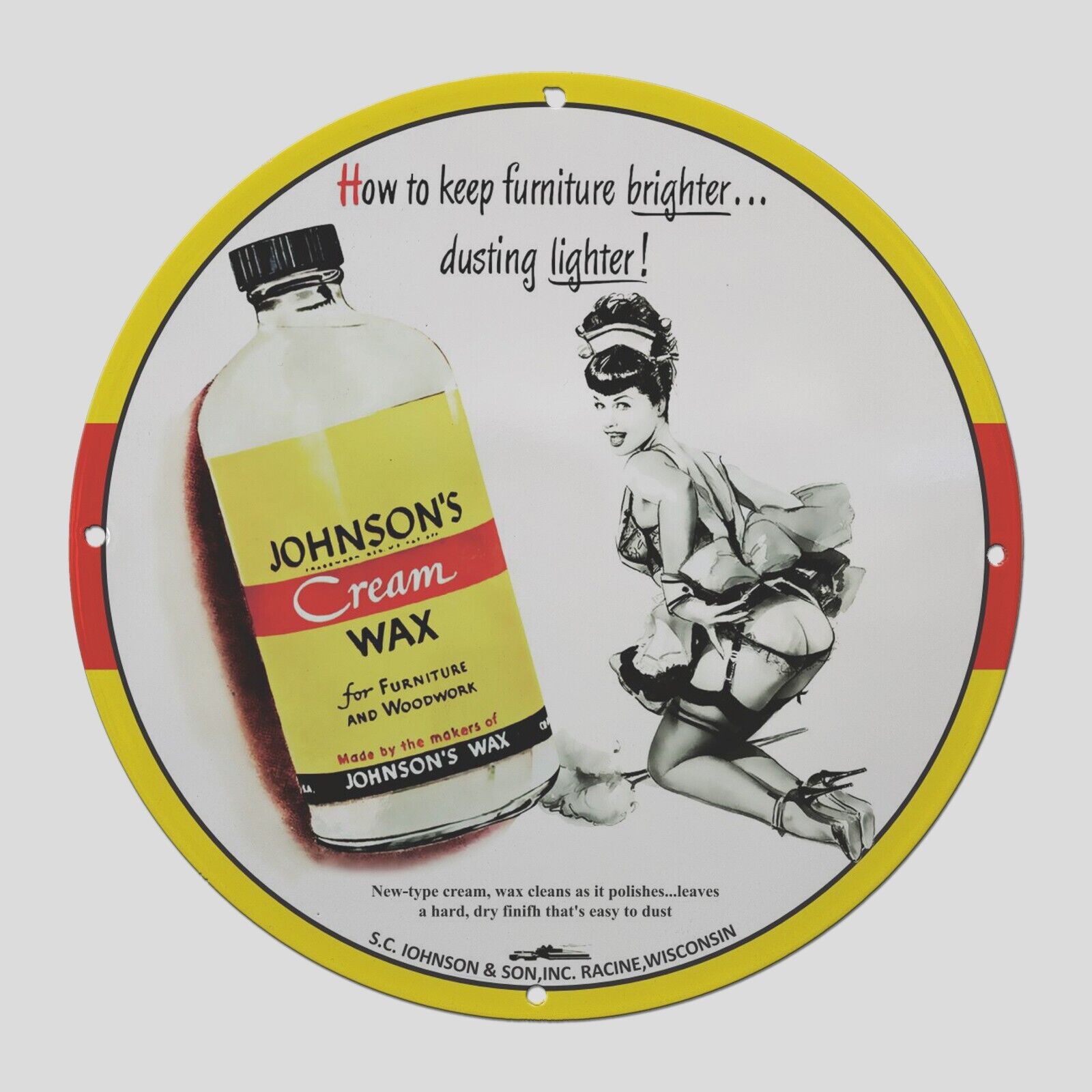 VINTAGE JOHNSON'S WAX CREAM 1919 OIL PORCELAIN  GAS PUMP  SIGN