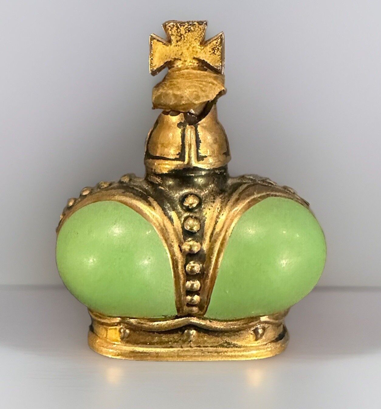 Vintage Prince Matchabelli Mini Wind Song Gold Green Empty 1/4 oz Perfume Bottle