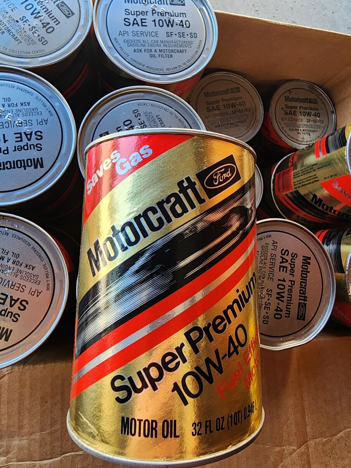 22 Vintage Ford Motorcraft Super Premium Motor Oil Composite Cans