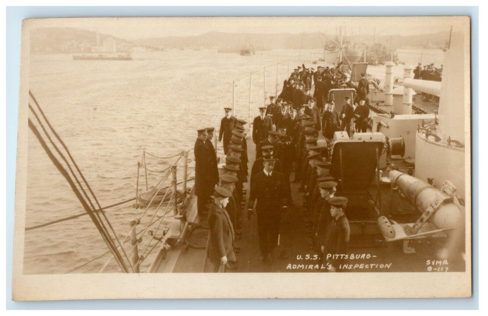c1920's USS Pittsburgh Admiral Inspection RPPC Photo Unposted Vintage Postcard