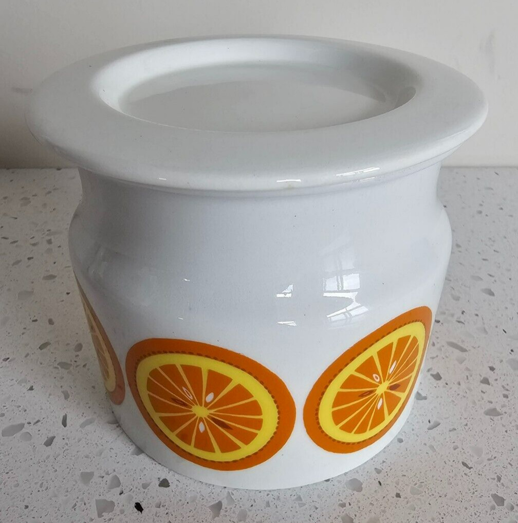 Vintage Arabia Finland Pomona Oranges Pattern Lidded Jelly Jam Jar Pot