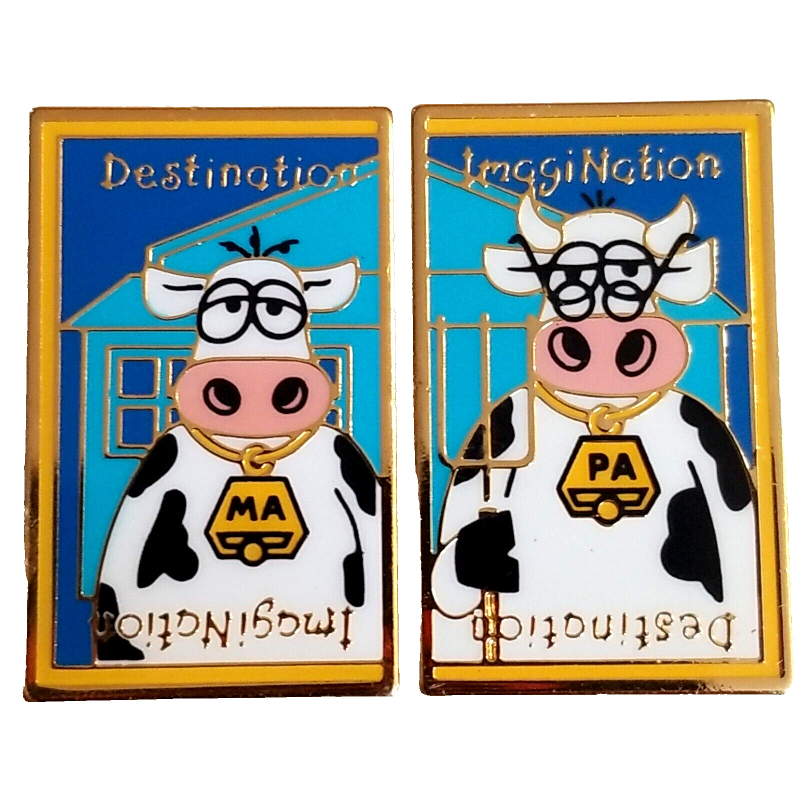 2001 D2K1 PIN 💥 DESTINATION IMAGINATION 💥 MA PA 2PCS 💥  COW BELLS FARMERS