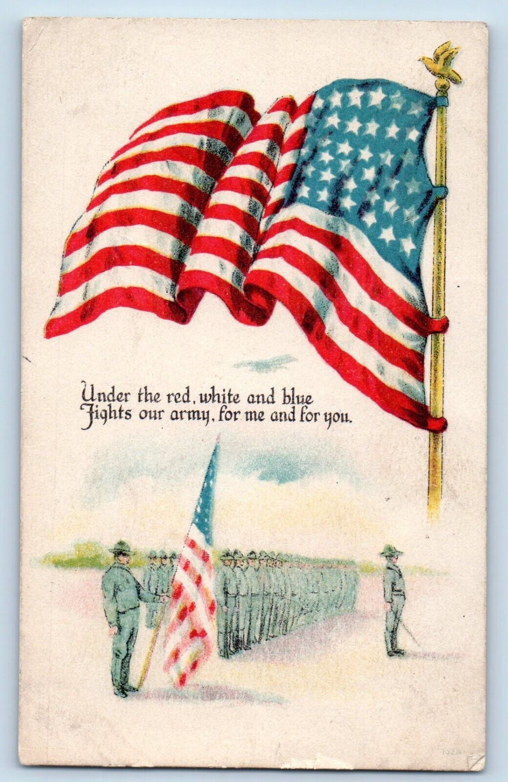 Drummond Wisconsin WI Postcard Military Soldiers Patriotic Flag WWI 1917 Antique