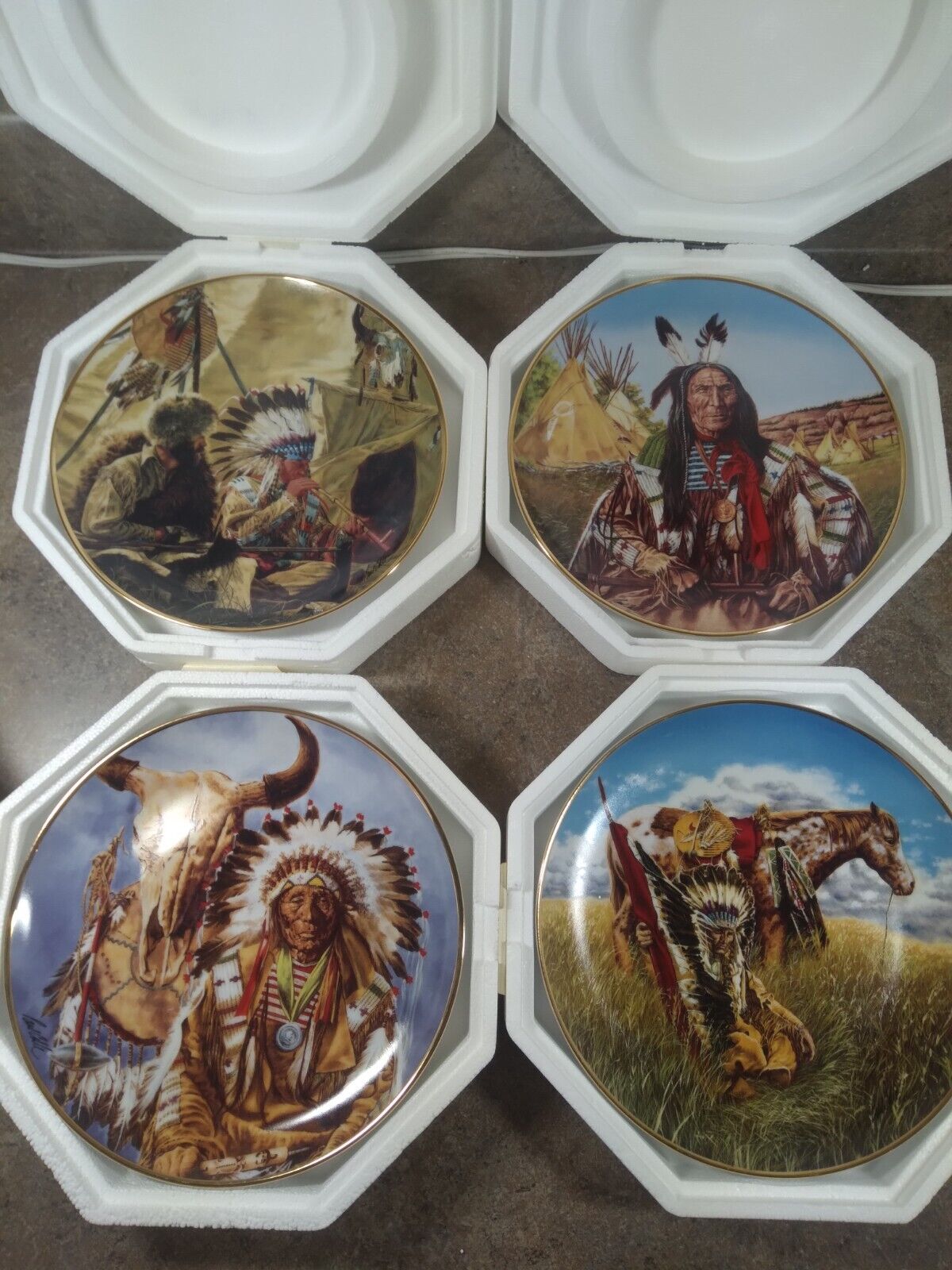 Lot of 4 Franklin Mint Native American Commemorative Plates Lot N